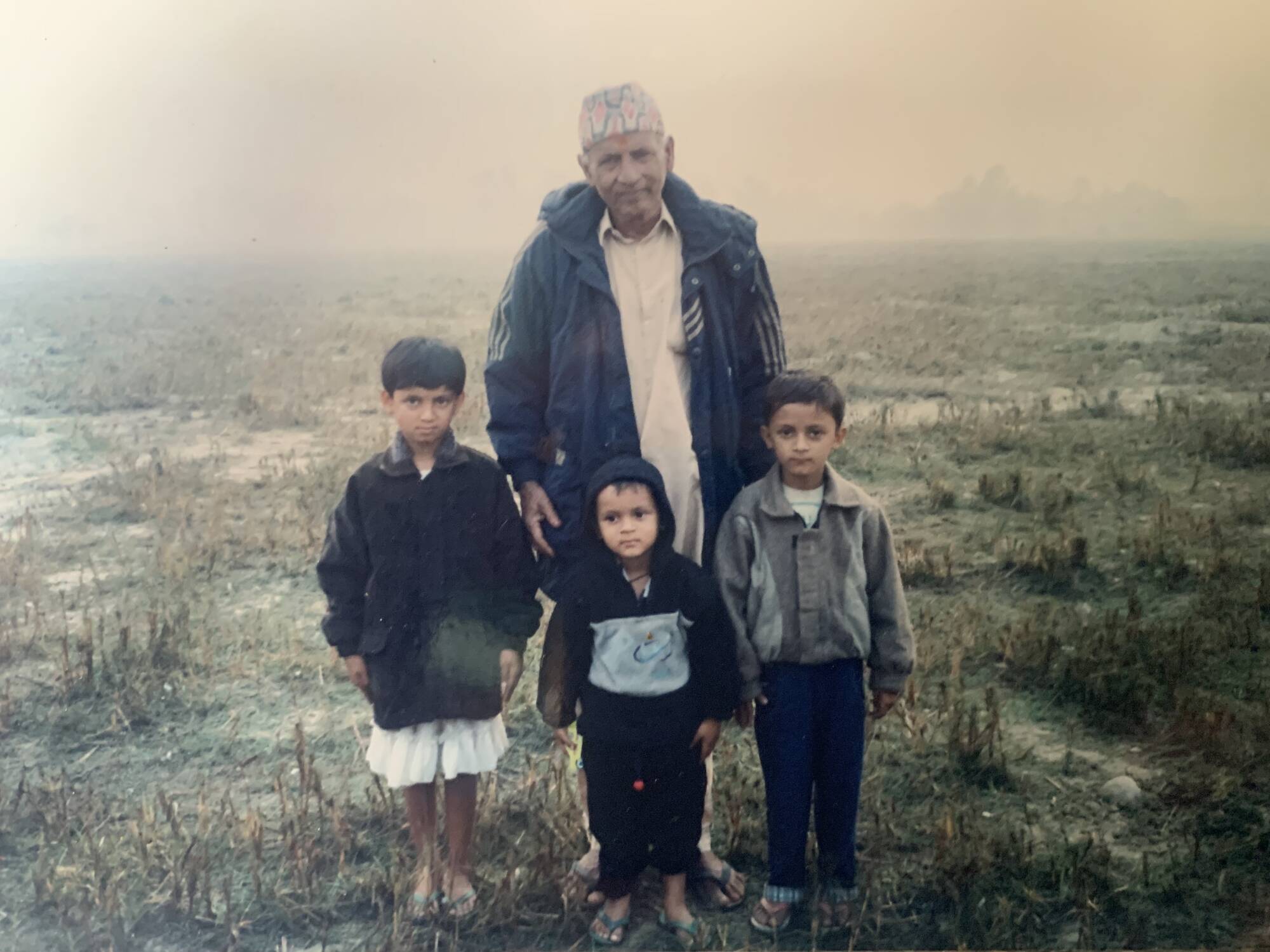 Abhish Khanal with his grandpa